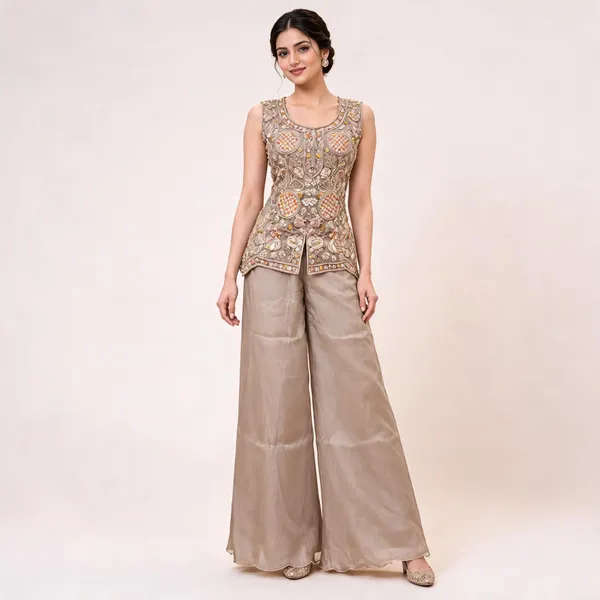 Light_Beige_Gabana_Peplum_Suit_Set_For_Women