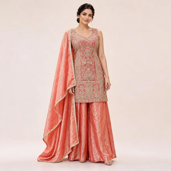 Peach_Fendi_Sharara_Set_For_Women