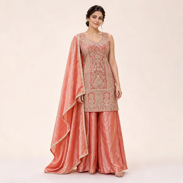 Peach_Fendi_Sharara_Set_For_Women