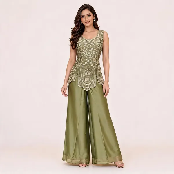 Olive_Green_Gabana_Kurta_Palazzo_Set_For_Women