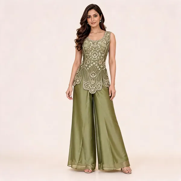 Olive_Green_Gabana_Kurta_Palazzo_Set_For_Women