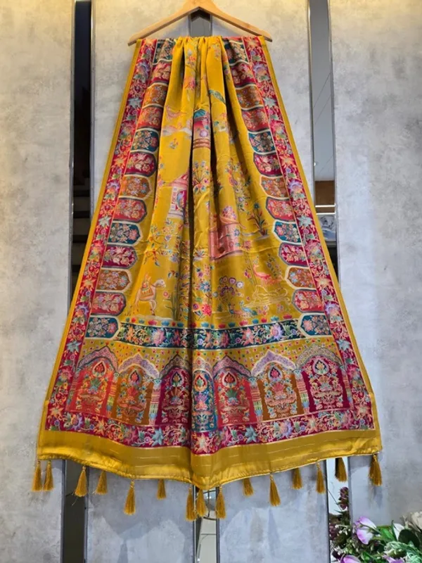 Yellow_Silk_Pashmina_Print_All_Over_Figure_Design_Dupatta_For_Women