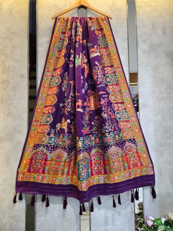 Violet_Silk_Pashmina_Print_All_Over_Figure_Design_Dupatta_For_Women