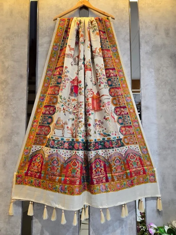 White_Silk_Pashmina_Print_All_Over_Figure_Design_Dupatta_For_Women