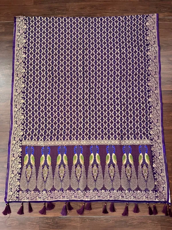 Violet_Georgette_Peacock_Meenakari_Pallu_Designer_Dupatta_For_Women