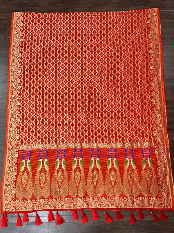 Orange_Georgette_Peacock_Meenakari_Pallu_Designer_Dupatta_For_Women