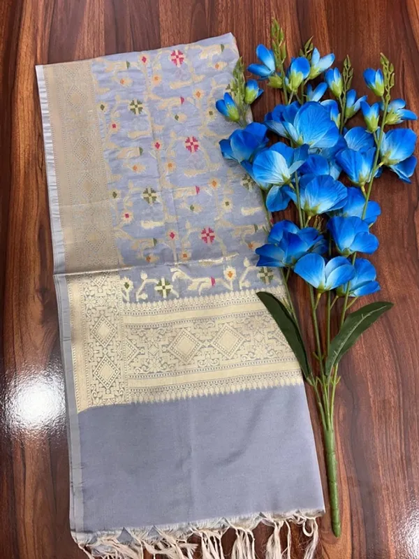 Multicolor_Banarasi_Silk_Minakari_Zari_Woven_Tassels_Dupatta_For_Women