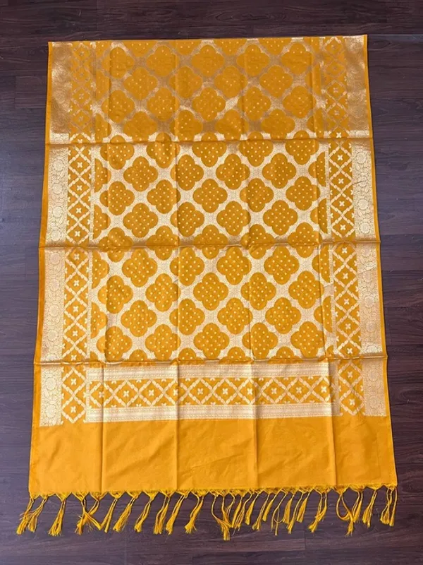 Multicolor_Banarasi_Silk_Zari_Dupatta_With_Tassels_For_Women