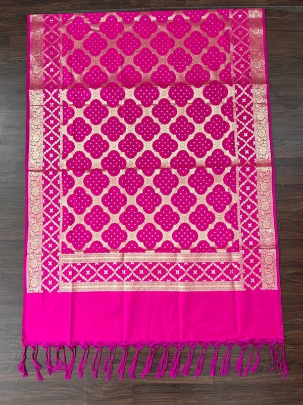 Multicolor_Banarasi_Silk_Zari_Dupatta_With_Tassels_For_Women