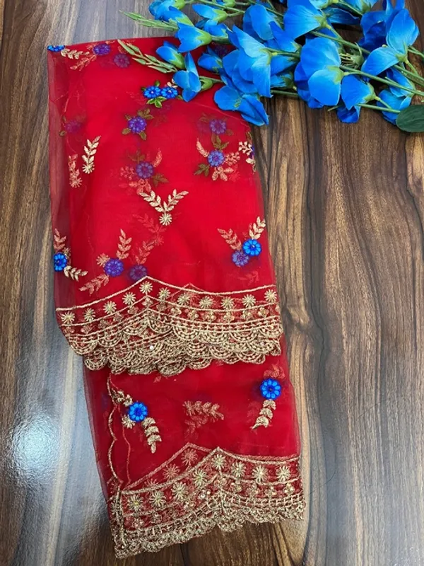 Red_Net_Thread_Embroidery_Cutwork_Border_Dupatta_For_Women