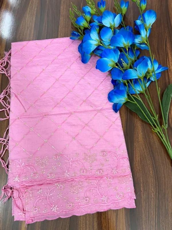 Baby_Pink_Cotton_Chanderi_Sequin_Embroidery_Tassel_Dupatta_For_Women