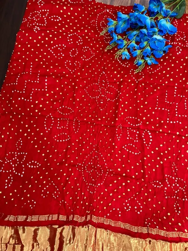 Red_Modal_Silk_Bandhani_Tissue_Pallu_Dupatta_For_Women