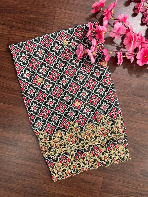 Black_Tabby_Silk_Patola_Stone_Cutwork_Embroidery_Dupatta_For_Women