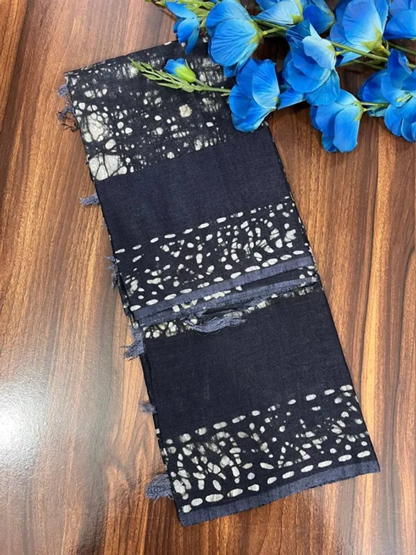 Black_Chanderi_Silk_Batik_Zari_Border_Dupatta_For_Women
