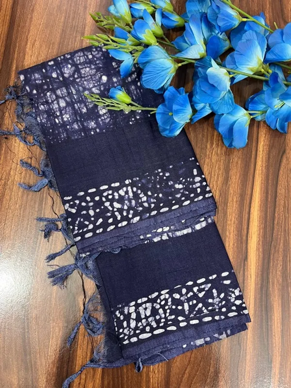 Blue_Chanderi_Silk_Batik_Zari_Border_Dupatta_For_Women