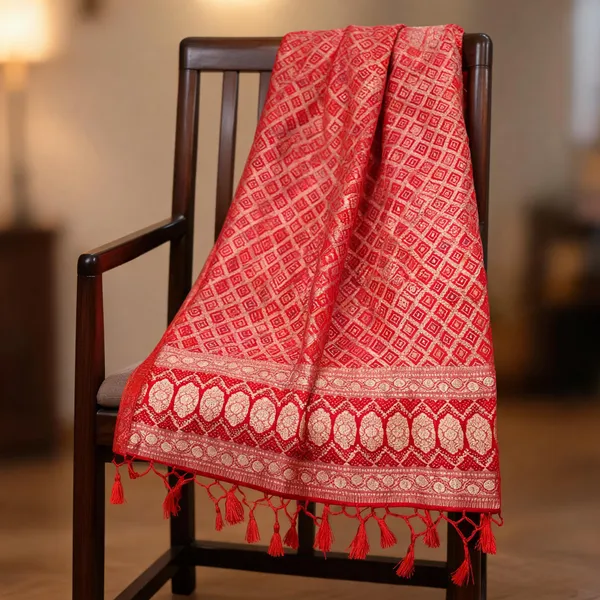 Multicolor_Viscose_Silk_Banarasi_Bandhani_Zari_Tassel_Dupatta_For_Women