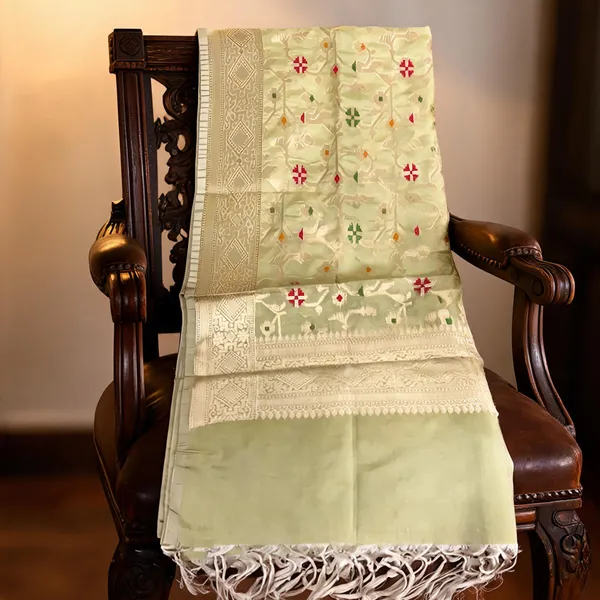 Multicolor_Banarasi_Silk_Minakari_Zari_Woven_Tassels_Dupatta_For_Women