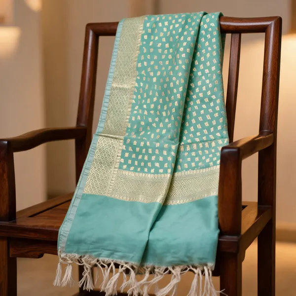 Multicolor_Silk_Zari_Small_Leaf_Design_Banarasi_Dupatta_For_Women
