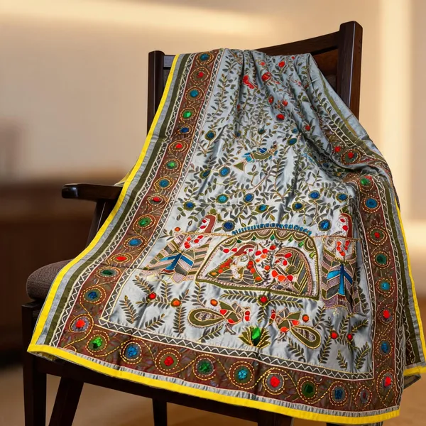 Grey_Chanderi_Silk_Kantha_Work_Dupatta_For_Women
