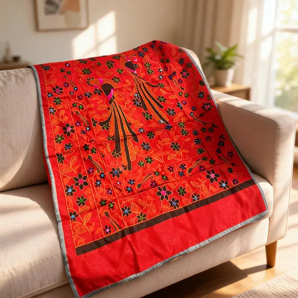 Red_Chanderi_Silk_Kantha_Work_Dupatta_For_Women