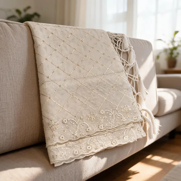 White_Cotton_Chanderi_Sequin_Embroidery_Tassel_Dupatta_For_Women