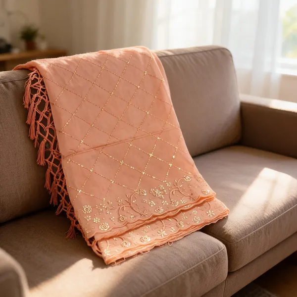 Peach_Cotton_Chanderi_Sequin_Embroidery_Tassel_Dupatta_For_Women