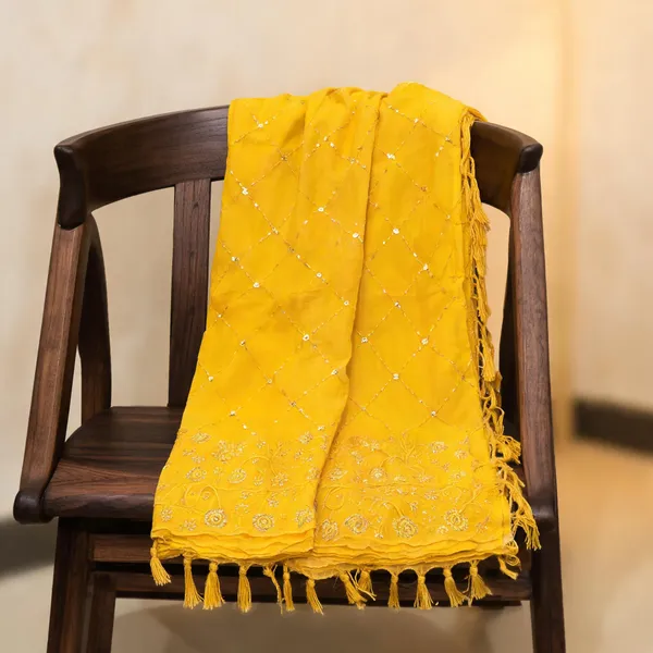 Yellow_Cotton_Chanderi_Sequin_Embroidery_Tassel_Dupatta_For_Women