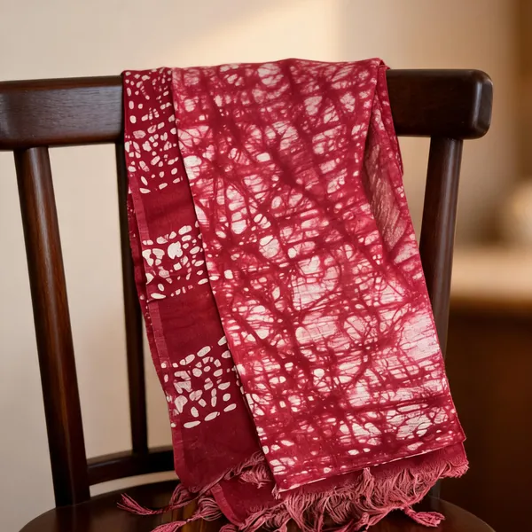 Red_Chanderi_Silk_Batik_Zari_Border_Dupatta_For_Women