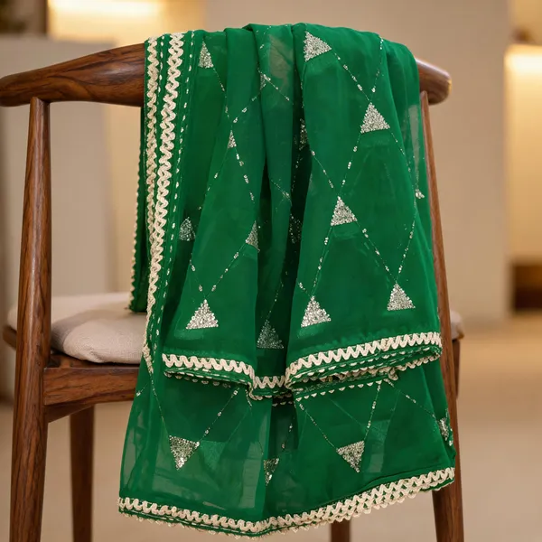 Green_Chiffon_Sequins_Gota_Lace_Dupatta_For_Women