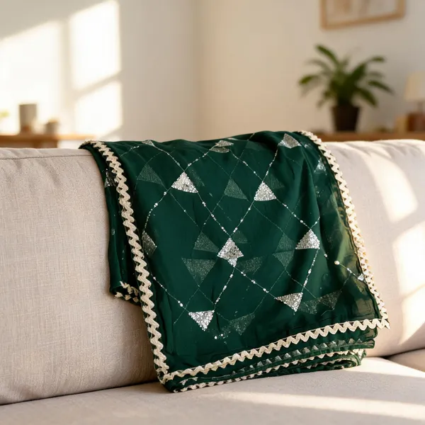 Bottle_Green_Chiffon_Sequins_Gota_Lace_Dupatta_For_Women