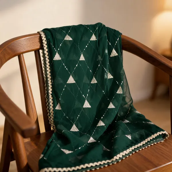 Bottle_Green_Chiffon_Sequins_Gota_Lace_Dupatta_For_Women
