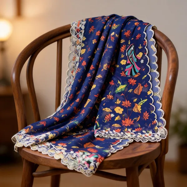 Blue_Georgette_Kalamkari_Print_Dupatta_For_Women