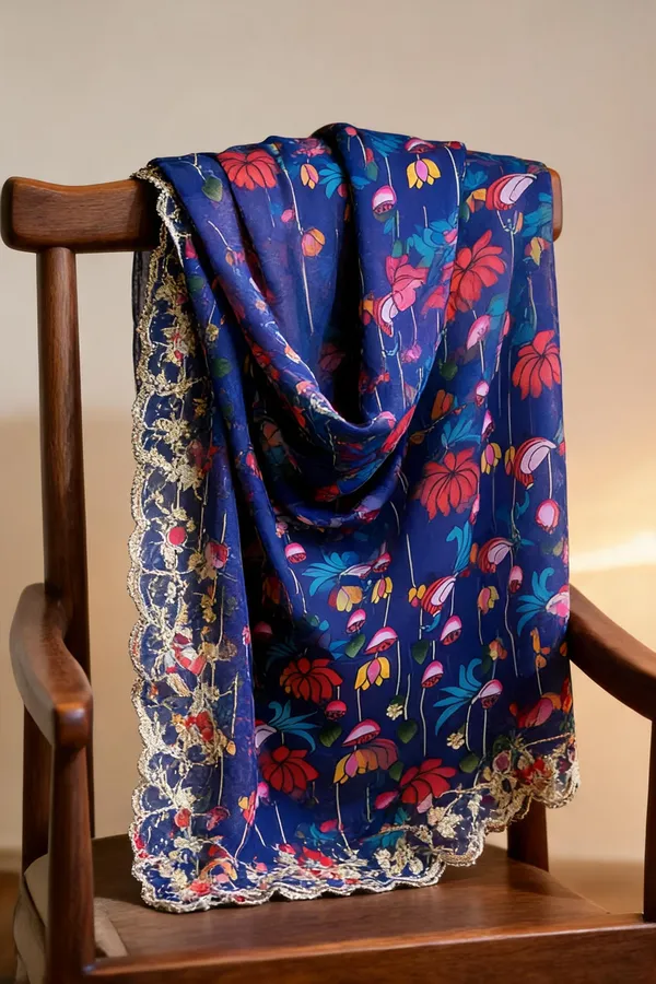 Blue_Georgette_Kalamkari_Print_Dupatta_For_Women