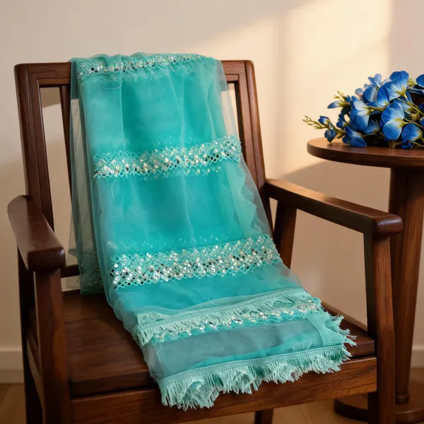 Blue_Net_Sequin_All_Over_Four-Side_Lace_Dupatta_For_Women