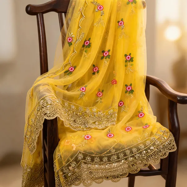 Yellow_Net_Thread_Embroidery_Cutwork_Border_Dupatta_For_Women