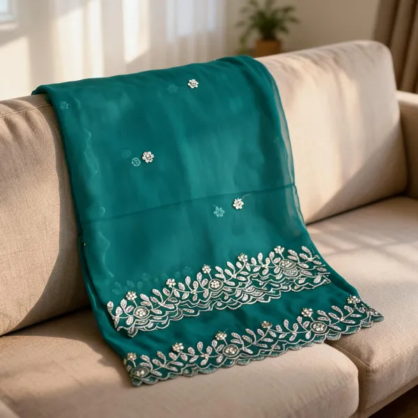 Sea_Green_Georgette_Silver_Border_Dupatta_For_Women