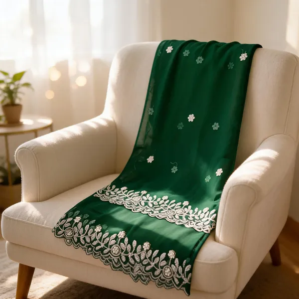 Green_Georgette_Silver_Border_Dupatta_For_Women