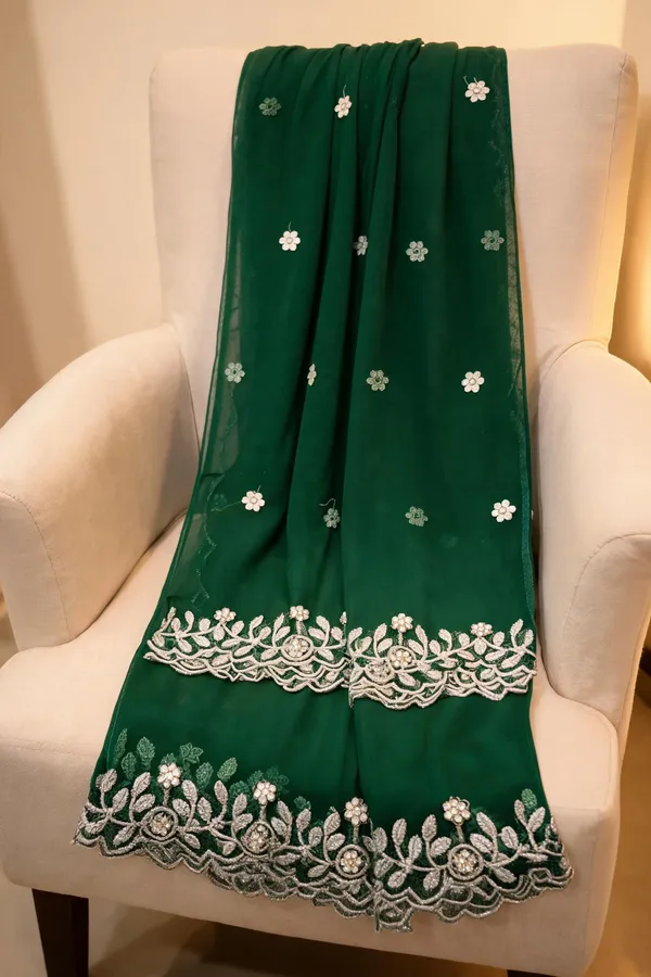 Green_Georgette_Silver_Border_Dupatta_For_Women