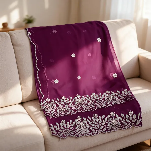 Purple_Georgette_Silver_Border_Dupatta_For_Women