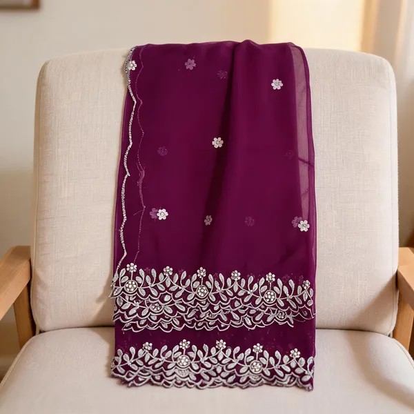 Purple_Georgette_Silver_Border_Dupatta_For_Women