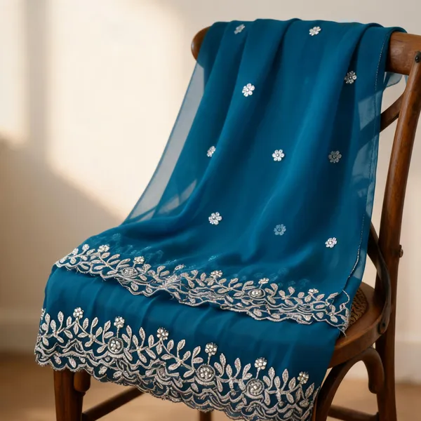 Blue_Georgette_Silver_Border_Dupatta_For_Women