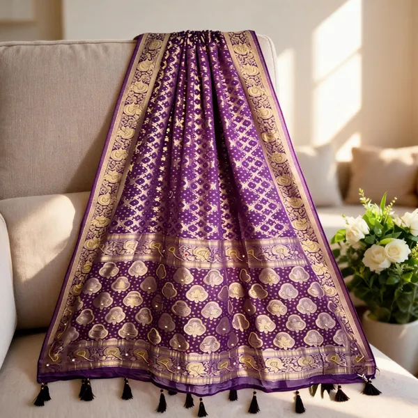 Purple_Georgette_Bandhani_Zari_Woven_Dupatta_For_Women