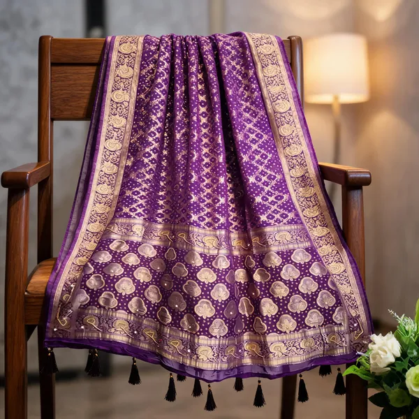 Purple_Georgette_Bandhani_Zari_Woven_Dupatta_For_Women