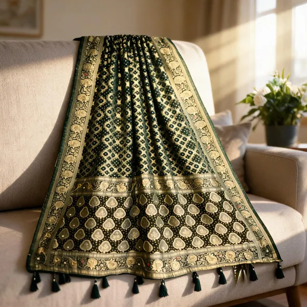 Green_Georgette_Bandhani_Zari_Woven_Dupatta_For_Women