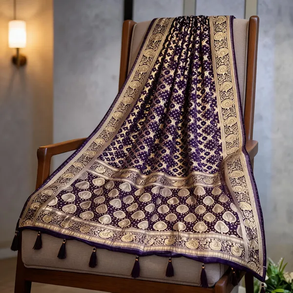 Violet_Georgette_Bandhani_Zari_Woven_Dupatta_For_Women