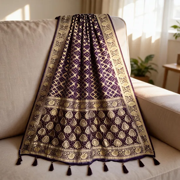 Violet_Georgette_Bandhani_Zari_Woven_Dupatta_For_Women