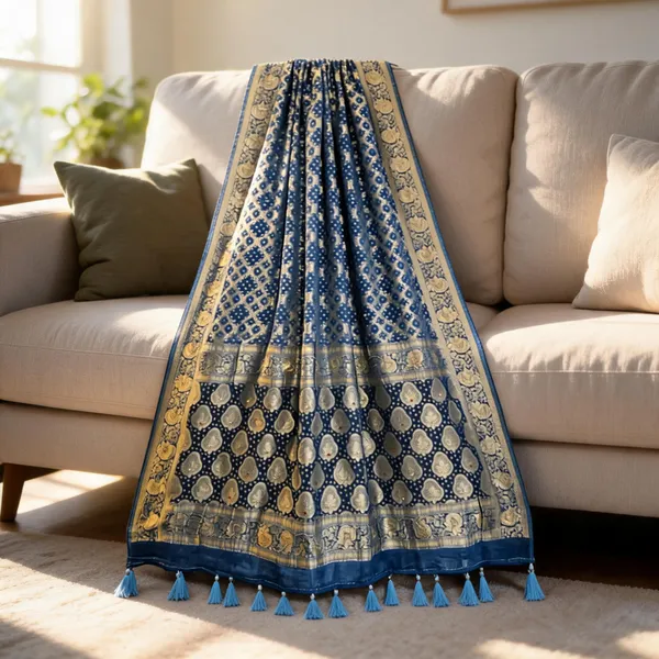 Blue_Georgette_Bandhani_Zari_Woven_Dupatta_For_Women