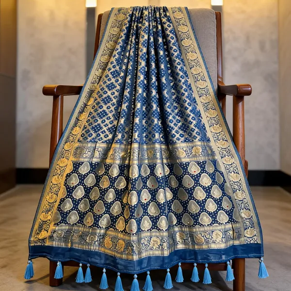 Blue_Georgette_Bandhani_Zari_Woven_Dupatta_For_Women