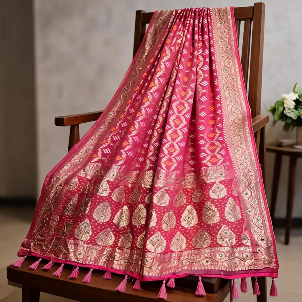 Pink_Georgette_Bandhani_Hand_Work_Dupatta_For_Women
