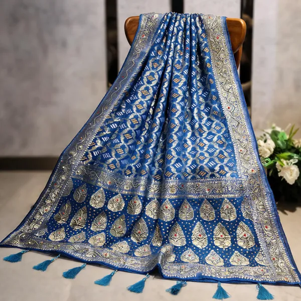 Blue_Georgette_Bandhani_Hand_Work_Dupatta_For_Women